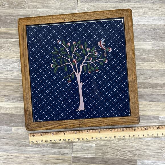 Vintage Framed Tile Art Bird of Peace And Tree 9” - A116 - Picture 3 of 5